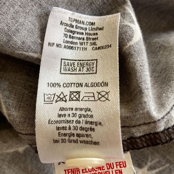 TOPMAN Button Down Gray Short Sleeve Shirt Small - Picture 7 of 7
